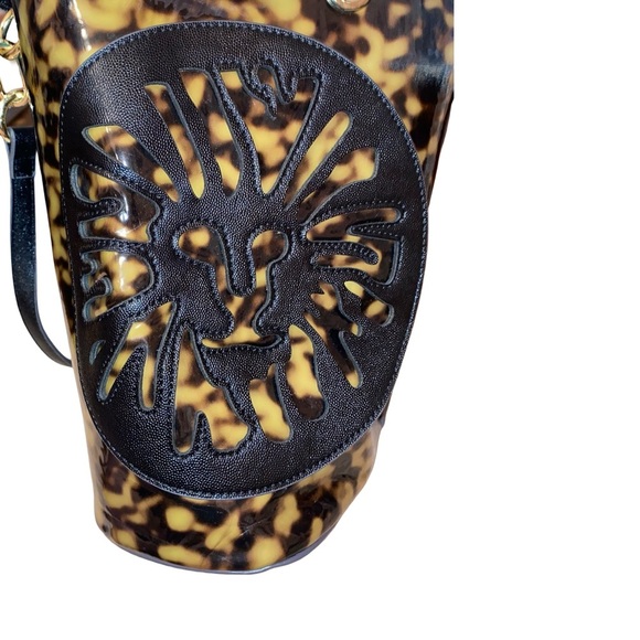 Anne Klein Cheetah Print Shoulder Bag-Purse-Tote Double Straps Gold Accents - Picture 11 of 12